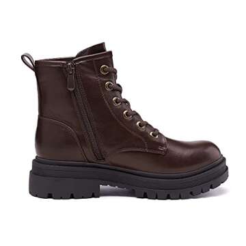 DREAM PAIRS Brown Strong-5 Lace-up Platform Combat Boots Womens Ankle Booties Size 10