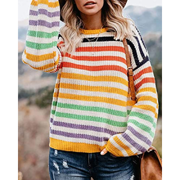 ZESICA Women's Cozy Striped Knit Sweater for All