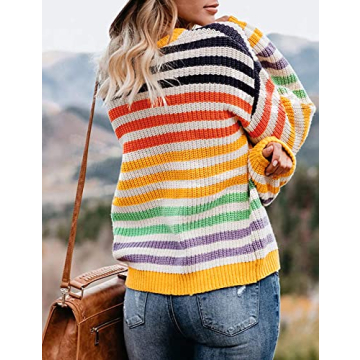 ZESICA Women's Cozy Striped Knit Sweater for All