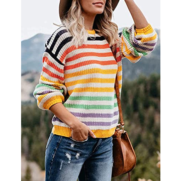 ZESICA Women's Cozy Striped Knit Sweater for All