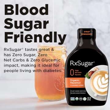 RxSugar Organic Hazelnut Syrup 2-Pack | Diabetes-Safe Natural Sugar | Keto Certified | Non-GMO Project Verified | Gluten-Free Certified