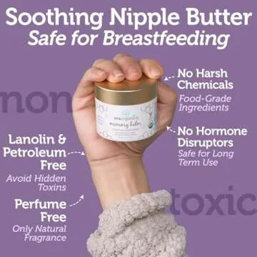 Era Organics Soothing Nipple Butter Breastfeeding Cream - USDA Organic Baby Friendly Balm to Calm and Moisturize Chapped, Sensitive Skin