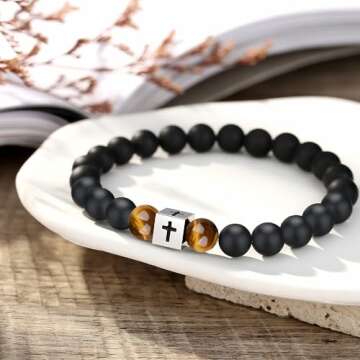 21st Birthday Gifts for Him, 21st Birthday Decorations for Him Mens Gifts Cross Bracelet Cool 21 Year Old Birthday Gifts for Men Boys Son Grandson Nephew Brother Boyfriend Male Guys Stuff