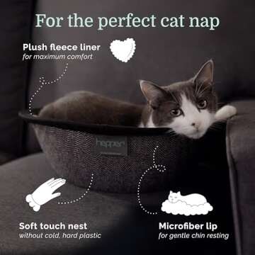 Hepper Cat Nest - Washable Cat Bed with Removable Fluffy Fleece Liner - Cozy Comfy Calming Cat Bed R...