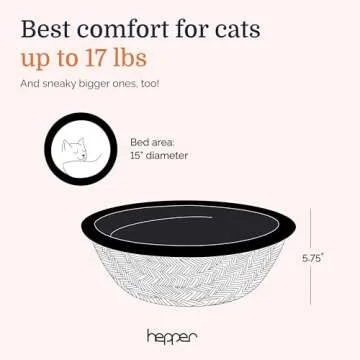 Hepper Cat Nest - Washable Cat Bed with Removable Fluffy Fleece Liner - Cozy Comfy Calming Cat Bed Round Shape - Cat Warming Bed - Donut Cat Bed Desk Ready - Small Cat Bed for Indoor Cats