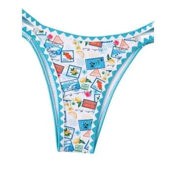 Verdusa Women's Halter High Cut Bikini Set Two Pieces Bathing Suit Blue White X-Large