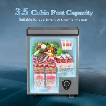 LifePlus Compact Chest Freezer 3.5 Cubic Feet Energy Saving