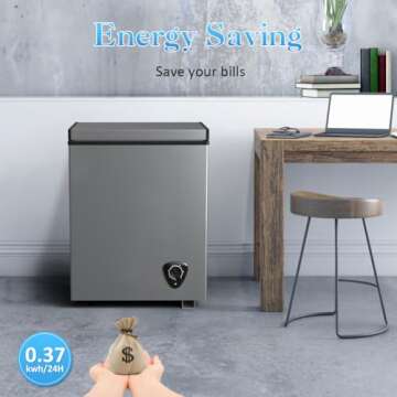 LifePlus Compact Chest Freezer 3.5 Cubic Feet Energy Saving