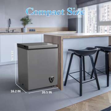 LifePlus Compact Chest Freezer 3.5 Cubic Feet Energy Saving