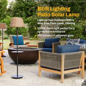 B&R Lighting Solar Outdoor Floor Lamp with Table - Cordless Outdoor Floor Lamp - Patio, Porch, Garde...