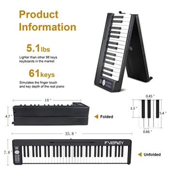 FVEREY Foldable Piano Keyboard 61 Keys for Beginners