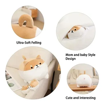 Cute SQEQE Shiba Inu Plush Toy with Baby Plushies