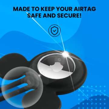 Disney Mickey Mouse Ears 4-Pack Silicone Airtag Holder Case- 4 Airtag Keychain Holder Included- Mickey Mouse Airtag Loop with 4 Designs- Keychain Accessories for Apple Airtag- Airtag Case 4 Pack