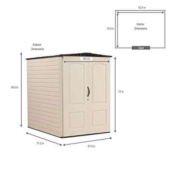 Rubbermaid Large Vertical Resin Outdoor Storage Shed With Floor (6.2 x 4.6 Ft), Weather Resistant, Beige/Brown, Organization for Home/Backyard/Garden Tools/Lawn Mower/Bike Storage/Pool Supplies
