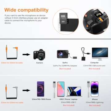 COMICA BoomX-D2 Wireless Lavalier Microphone, 2.4G Dual Lapel Mic with 2 Transmitters, Noise Cancellation, 656ft Range, Compatible with iPhone, Android, Camera, for YouTube Video Recording Streaming