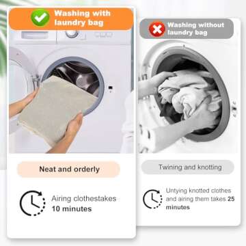 6-Piece Laundry Bag, Durable Organic Cotton Mesh Laundry Bag, Sturdy Zipper, Breathable Mesh, Exquis...