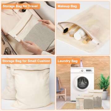 6-Piece Laundry Bag, Durable Organic Cotton Mesh Laundry Bag, Sturdy Zipper, Breathable Mesh, Exquisite Laundry Bag for Underwear, Clothes, Pants, Shoes and Socks