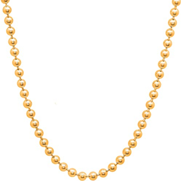Elegant 925 Sterling Silver Italian Solid Bead Ball Dog Tag Chain Necklace - 18K Gold Plated - Gift ...