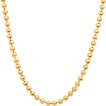 Elegant 925 Sterling Silver Italian Solid Bead Ball Dog Tag Chain Necklace - 18K Gold Plated - Gift ...