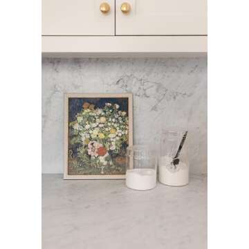 Petal Lane Antique Wall Decor - Vintage Floral Wall Art - Make Your Own Gallery Wall Frame Set - Dark Academia Wall Decor - Canvas Wall Art with Vintage Frame (Flower Vase)