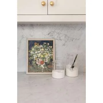 Petal Lane Antique Wall Decor - Vintage Floral Wall Art - Make Your Own Gallery Wall Frame Set - Dark Academia Wall Decor - Canvas Wall Art with Vintage Frame (Flower Vase)