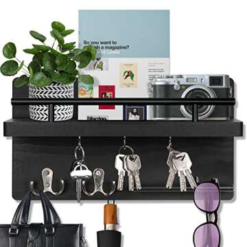 OurWarm Key Holder for Wall Decorative with 5 Key Hooks, Wall Mounted Key Hangers for Wall with Mail...