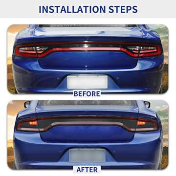 Hoolcar Tail Light Lamp Cover Guard Trim Bezel Frame Decor Exterior Accessories for 2015-2022 Dodge ...