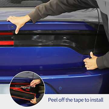 Hoolcar Tail Light Lamp Cover Guard Trim Bezel Frame Decor Exterior Accessories for 2015-2022 Dodge Charger, Smoked Black