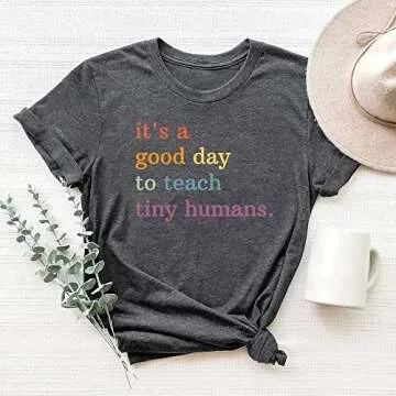 Teacher Shirts Funny Women’s Teacher Life T Shirt Graphic Tees Cute Casual Soft Cotton Shirts Tops Grey