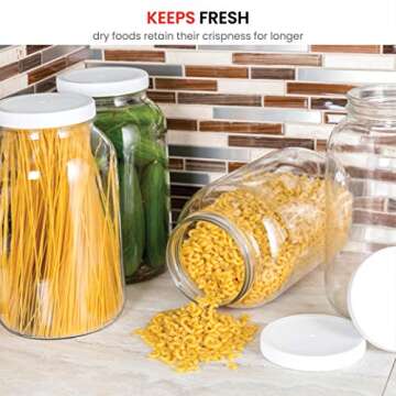 Paksh Novelty 1-Gallon Glass Jar Wide Mouth with Airtight Plastic Lid - USDA Approved BPA-Free Dishwasher Safe Mason Jar for Fermenting, Kombucha, Kefir, Storing and Canning Uses, Clear