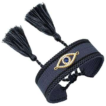 NEWIND Evil Eye Bracelets Woven Friendship Wrap Bracelets Couples Adjustable Braided Bracelets