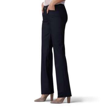Lee Women's Secretly Shapes Regular Fit Straight Leg Pant, Black, 6 Long