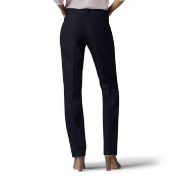 Lee Women's Secretly Shapes Regular Fit Straight Leg Pant, Black, 6 Long