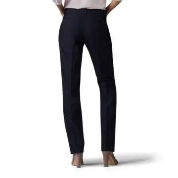 Lee Women's Secretly Shapes Regular Fit Straight Leg Pant, Black, 6 Long