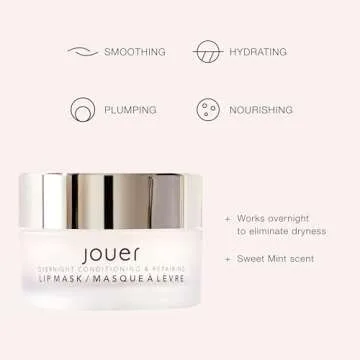 Jouer Conditioning & Repairing Lip Mask – Overnight Lip Mask for Dry Lips - Moisturizing Lip Balm - Maxi Lip for Plumper Lips and Visual Fullness - with Jojoba Oil and Grapeseed Oil for Hydration