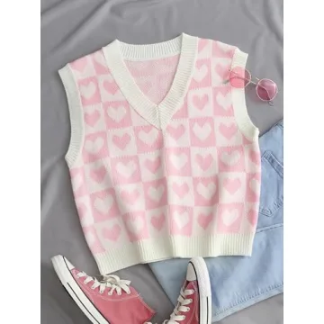 Floerns Cute Heart Print Sweater Vest for Kids