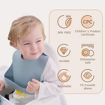 Moonkie Silicone Baby Bibs Set Of 2 | BPA Free Waterproof | Soft Flexible Silicone Bibs for Babies &...
