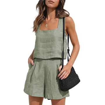Stylish AUTOMET Women's Summer Matching Set - Grey-Green