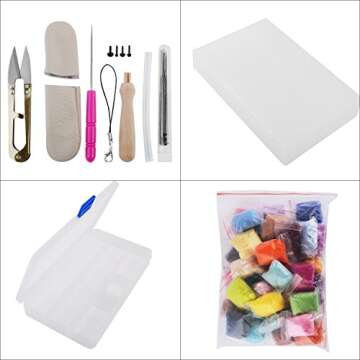 Needle Felting Kit Wool Roving 36 Colors Set Starter Tool Kit for Felted Animal Gift Fibre Yarn Need...