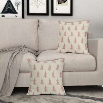 Christmas Tree Pillow Covers Set of 2 Pink Rustic Decor