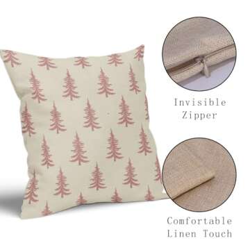 Christmas Tree Pillow Covers Set of 2 Pink Rustic Decor