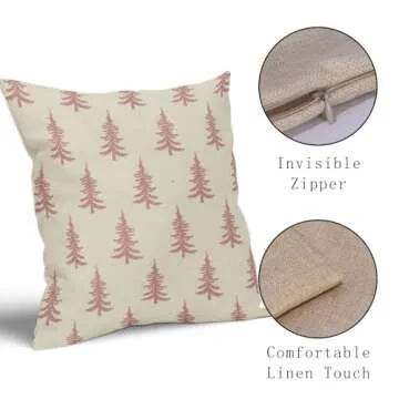 Christmas Tree Pillow Covers Set of 2 Pink Rustic Decor