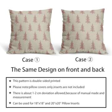 Christmas Tree Pillow Covers Set of 2 Pink Rustic Decor