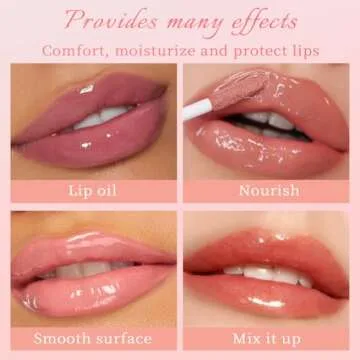 Hydrating Lip Glow Oil, Moisturizing Lip Plumper Gloss, Transparent Plumping Lip Gloss, Lip Oil, Lip Balm for Lip Care and Dry Lips