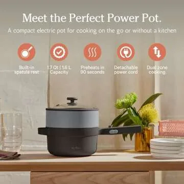 Our Place Perfect Power Pot | Compact 5-in-1 Electric Pot With Steamer, Spatula & More| Portable Coo...