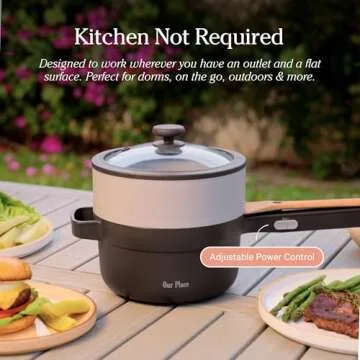Our Place Perfect Power Pot | Compact 5-in-1 Electric Pot With Steamer, Spatula & More| Portable Cooking Pot with with Nonstick Coating | Char