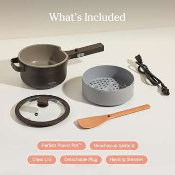Our Place Perfect Power Pot | Compact 5-in-1 Electric Pot With Steamer, Spatula & More| Portable Cooking Pot with with Nonstick Coating | Char