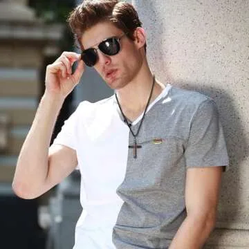 HOSICRON Men's Cross Necklace - Ebony Wood and Steel