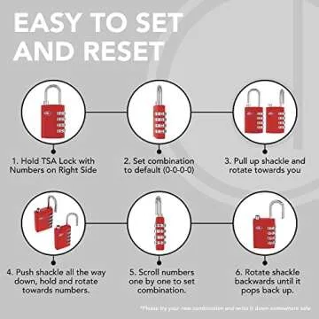 Desired Tools TSA Locks for Luggage, 2-Pc Durable Steel Padlock, Keyless Easy to Read 4-Digit Combination Lock for Backpacks, Travel Suitcases, Toolbox, Filing Cabinets, Baggage & Gym Locker, Red