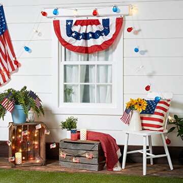 Lights4fun, Inc. 15.5ft 20 Red White & Blue 4th July LED Bulb Battery Operated Indoor & Outdoor String Lights Decoration